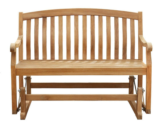 Wooden 4' Wide Glider Park Bench Teak Wood Furniture Patio Deck Seating