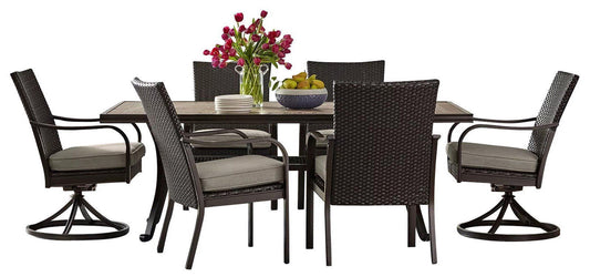 Agio 7 pc Patio Outdoor Dining Furniture Set 6' Table 6 Chairs Sunbrella Cushion