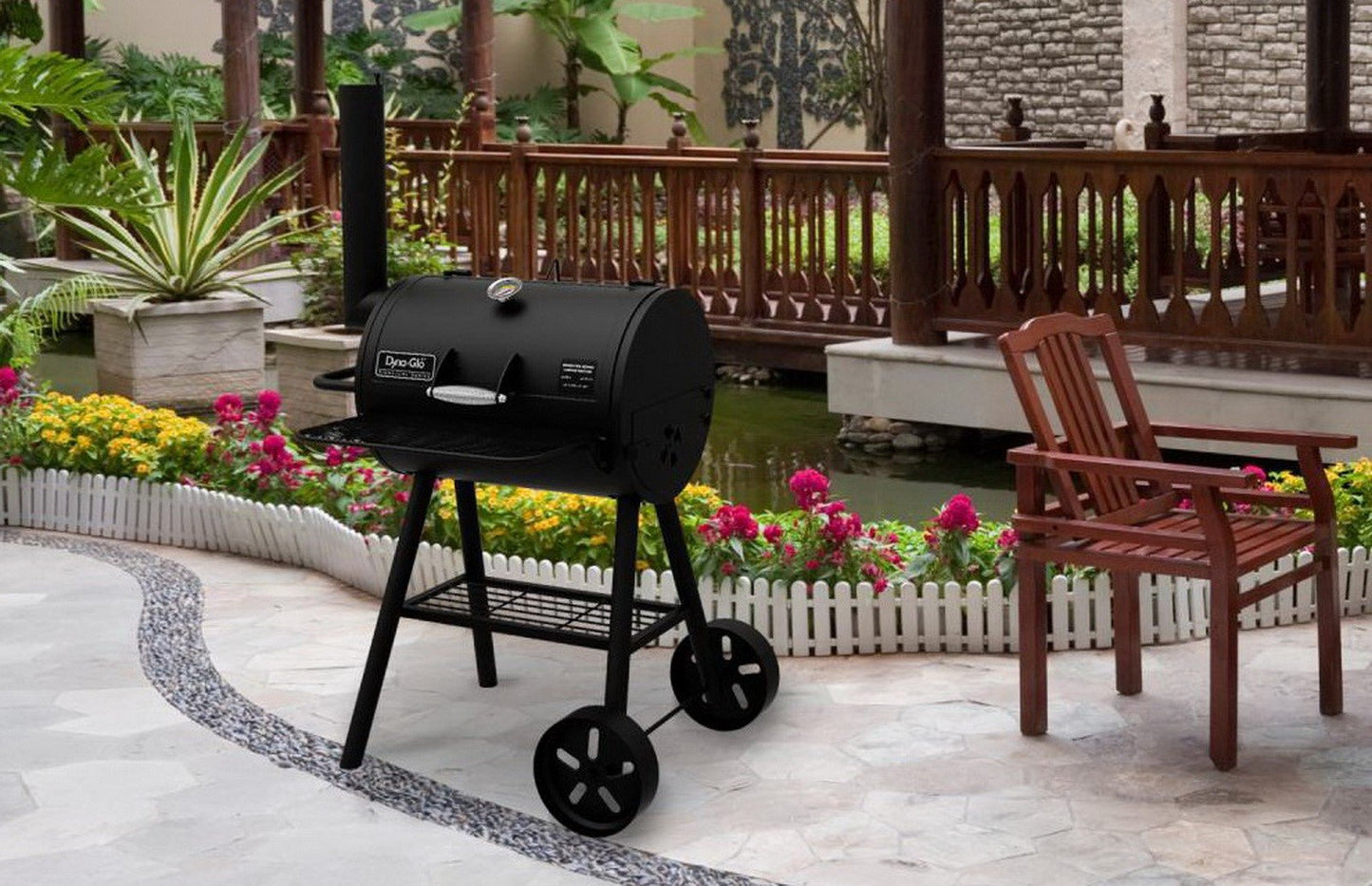 Dyna-Glo Charcoal Barrel Grill BBQ 37" Large 443 sq in Porcelain Enamel Grates
