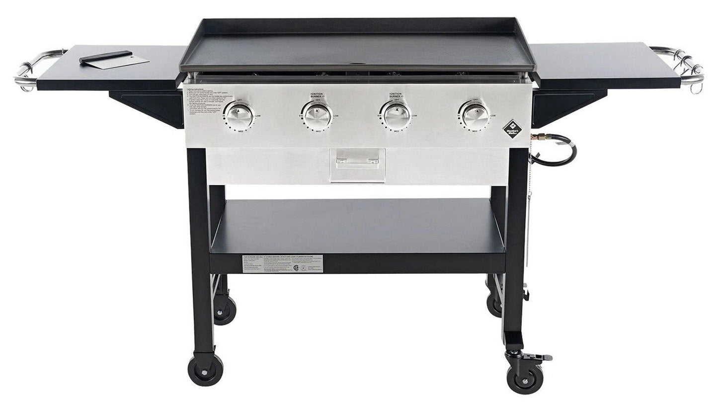 4 Burner Outdoor LP Gas Grill Griddle Top Portable Rolling 720 sq inch Propane