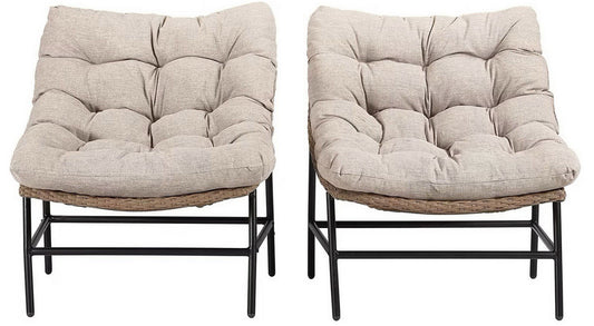 Patio Chairs Set of 2 Wicker Outdoor Rattan with Cushions Aluminum Frame