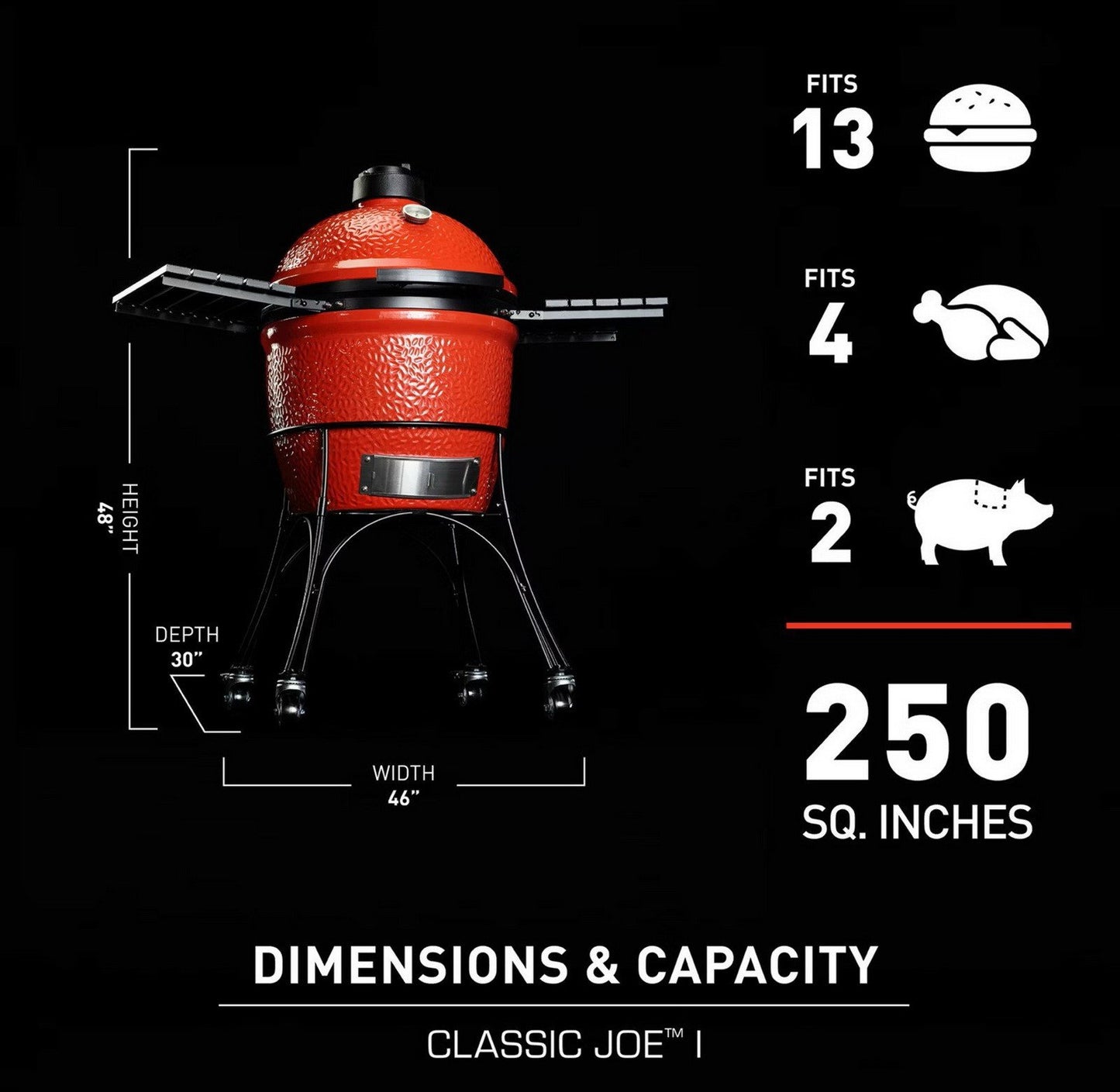 Kamado Joe Classic I Charcoal Grill with Cart & Locking Wheels