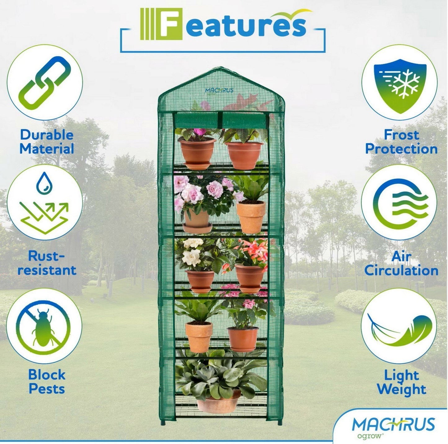 Ogrow 5 Tier Portable Mini Green House Gardenhouse Green House Zipper Door 79" Tall