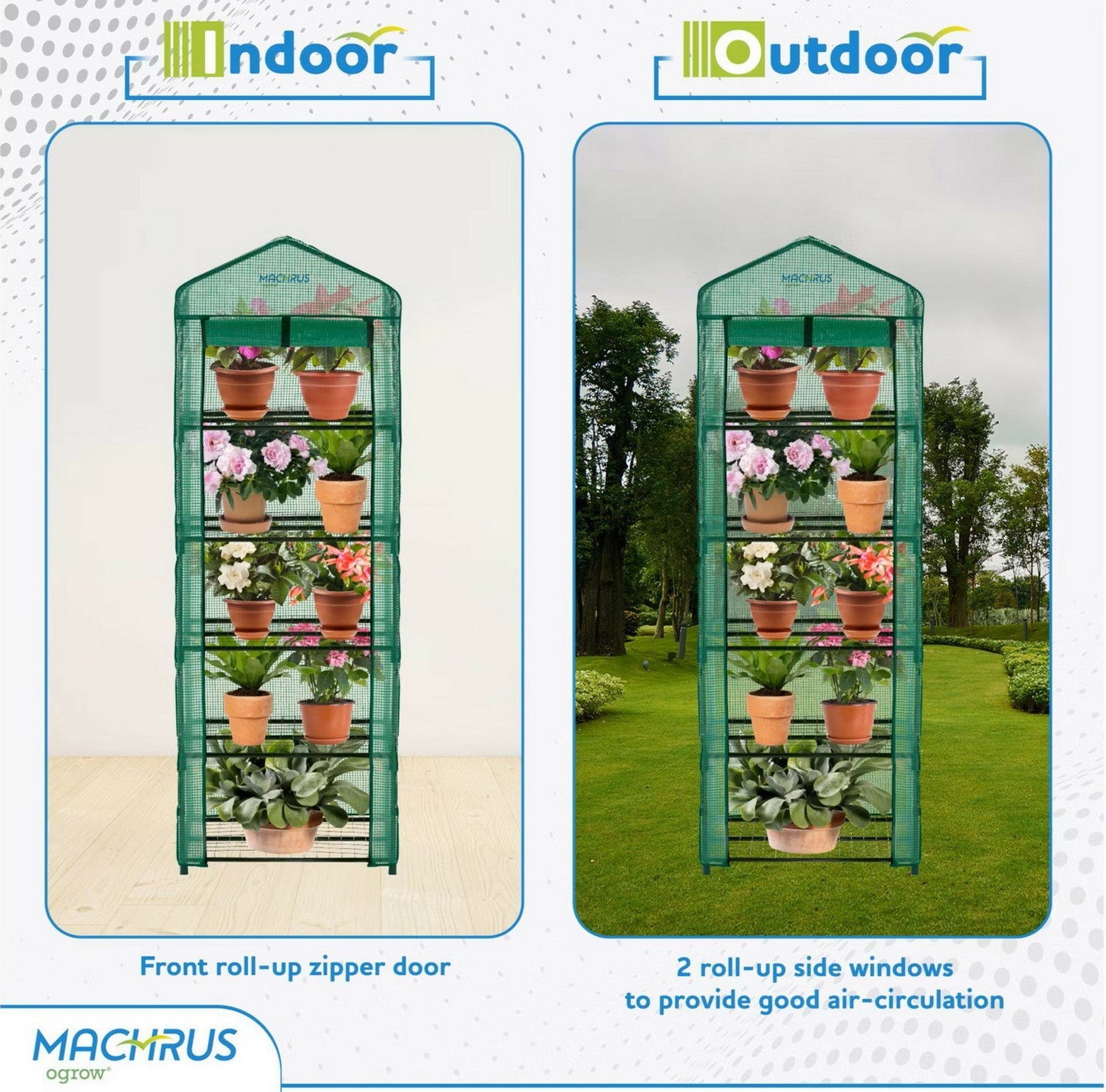 Ogrow 5 Tier Portable Mini Green House Gardenhouse Green House Zipper Door 79" Tall