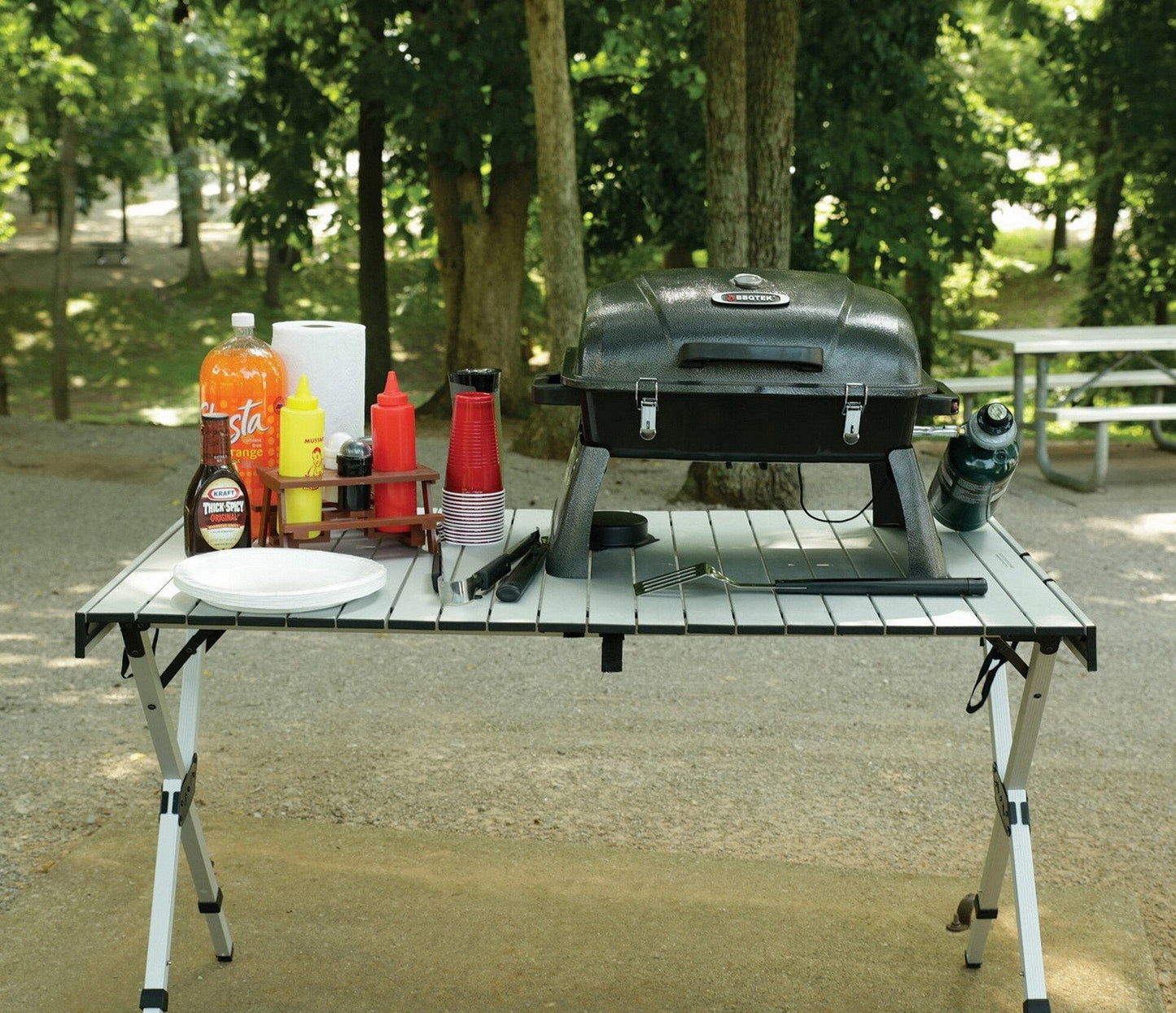 Portable Expandable Camping Table 28" to 48" x 27" Telescoping Aluminum Frame