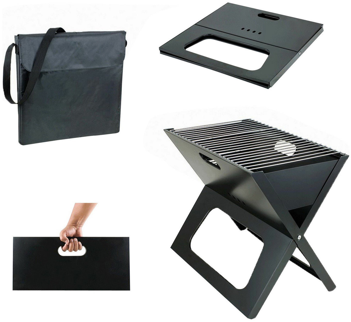 X-Grill Folding Portable Charcoal BBQ Grill Slim with Carry Tote Bag X Grill