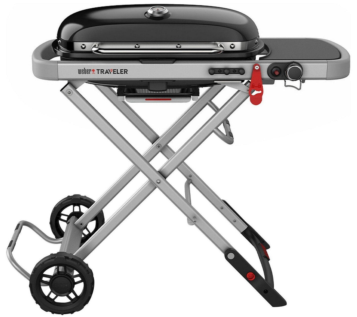 Weber Traveler Gas Outdoor BBQ Grill with Bonus 7' RV Propane Hookup Hose