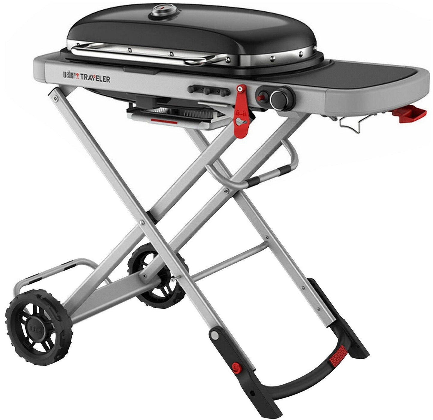 Weber Traveler Gas Outdoor BBQ Grill with Bonus 7' RV Propane Hookup Hose