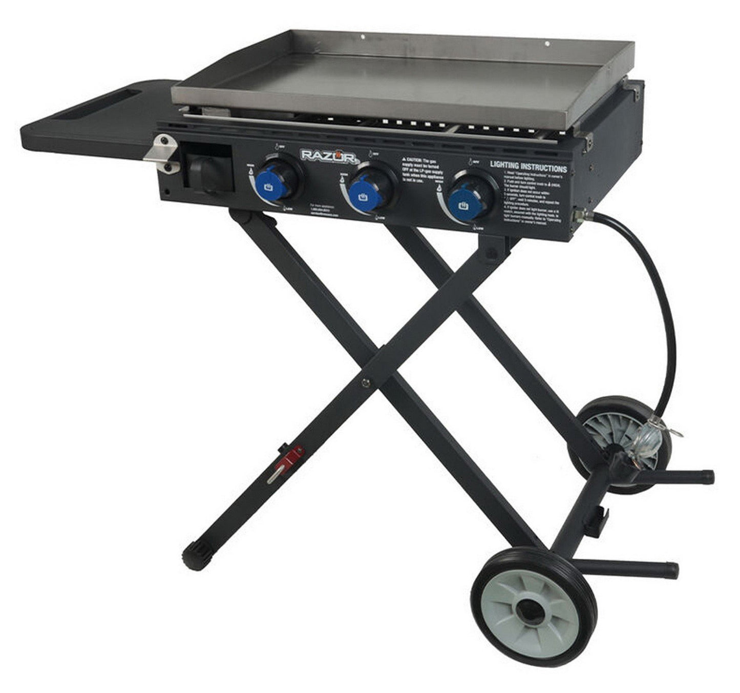 Razor 3 Burner Portable Griddle Collapsible Grill with Cart 30,000 BTU