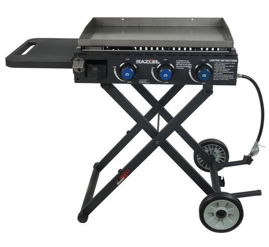 Razor 3 Burner Portable Griddle Collapsible Grill with Cart 30,000 BTU