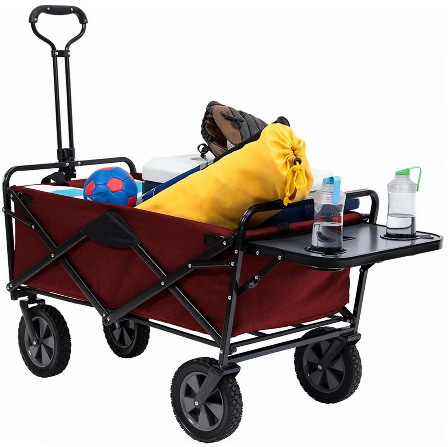 Folding Wagon Sports Utility Beach Cart with Table Mac Supplies Tote