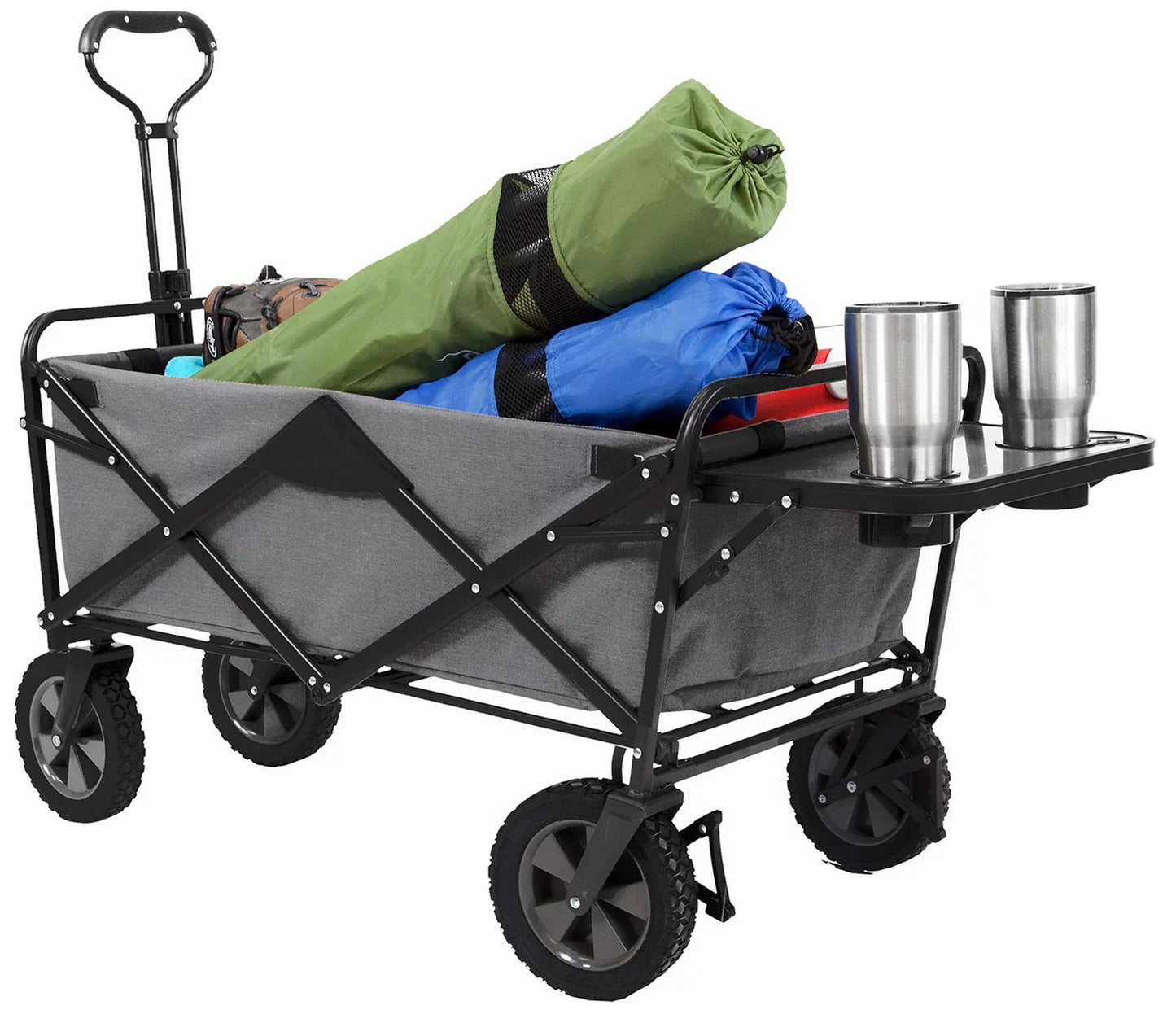 Folding Wagon Sports Utility Beach Cart with Table Mac Supplies Tote