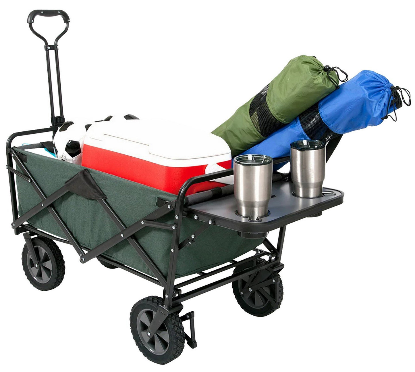 Folding Wagon Sports Utility Beach Cart with Table Mac Supplies Tote