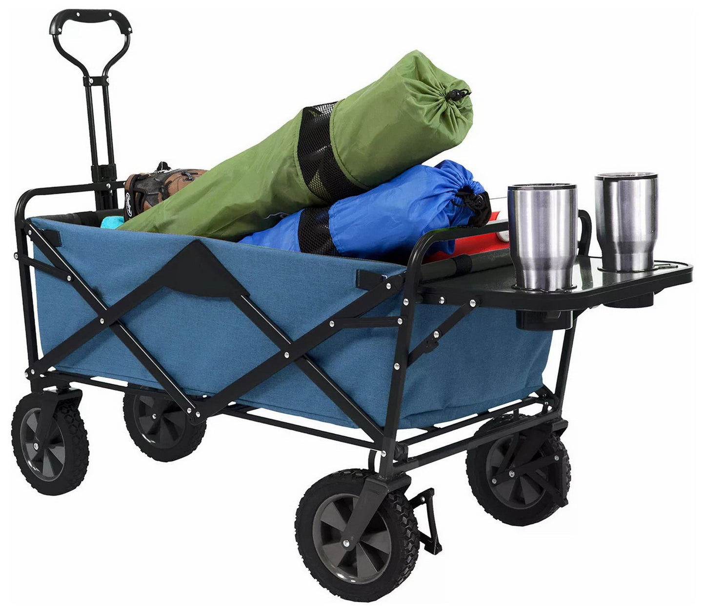 Folding Wagon Sports Utility Beach Cart with Table Mac Supplies Tote