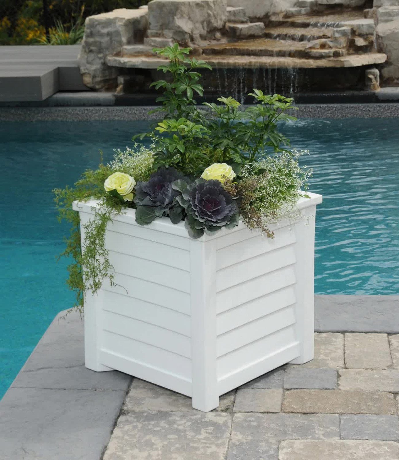 Large Outdoor Double Wall Plastic Planter Water Reservoir Flower Plant Pot 20" x 20"