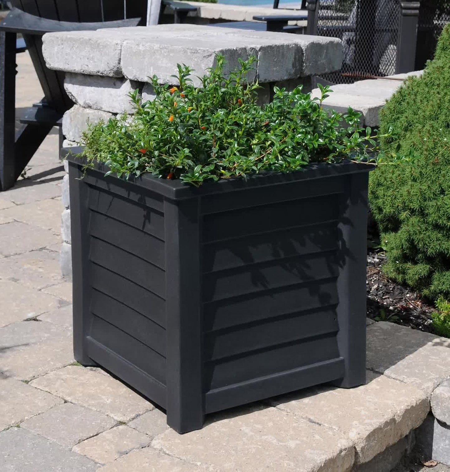 Large Outdoor Double Wall Plastic Planter Water Reservoir Flower Plant Pot 20" x 20"