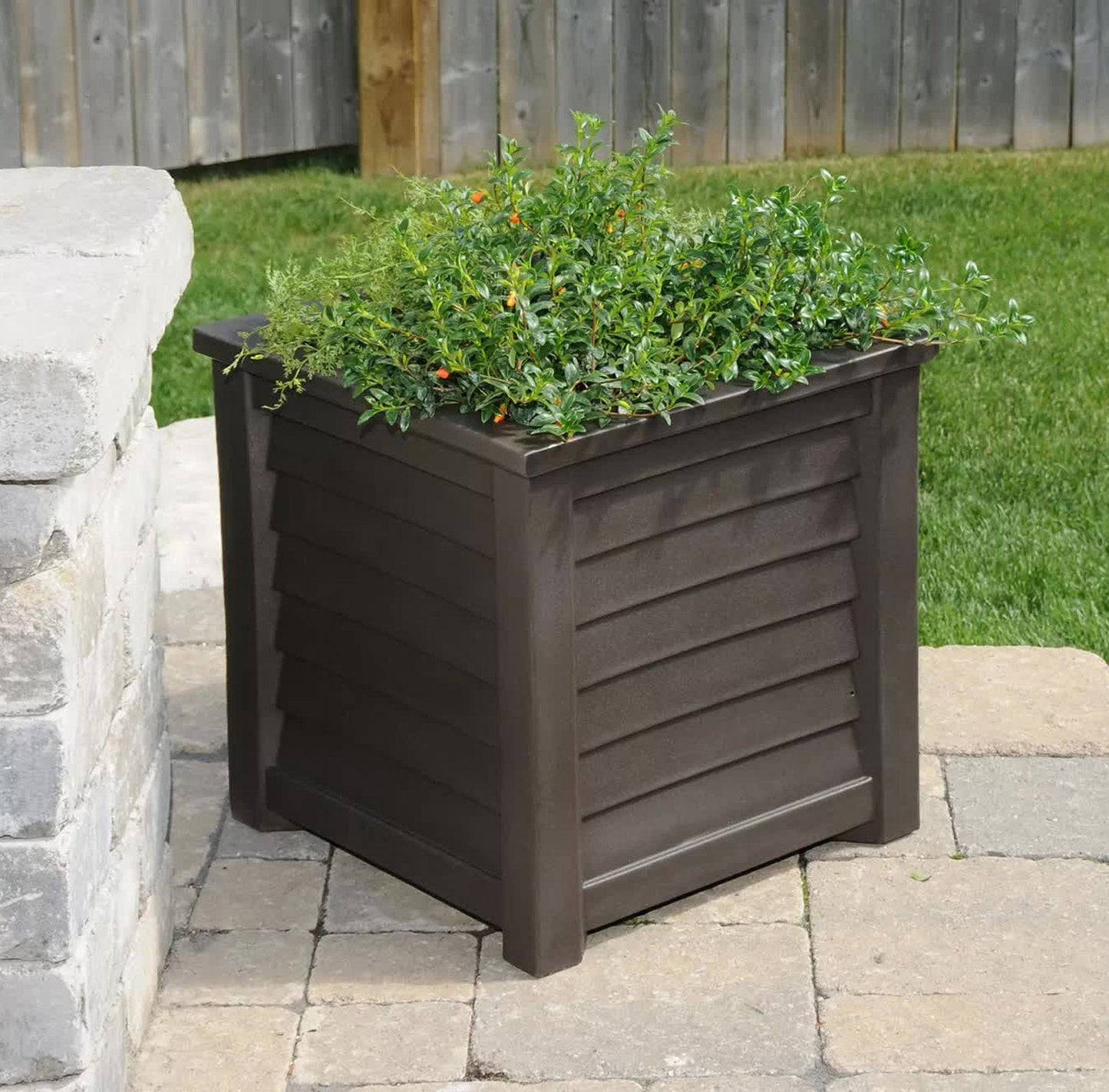 Large Outdoor Double Wall Plastic Planter Water Reservoir Flower Plant Pot 20" x 20"