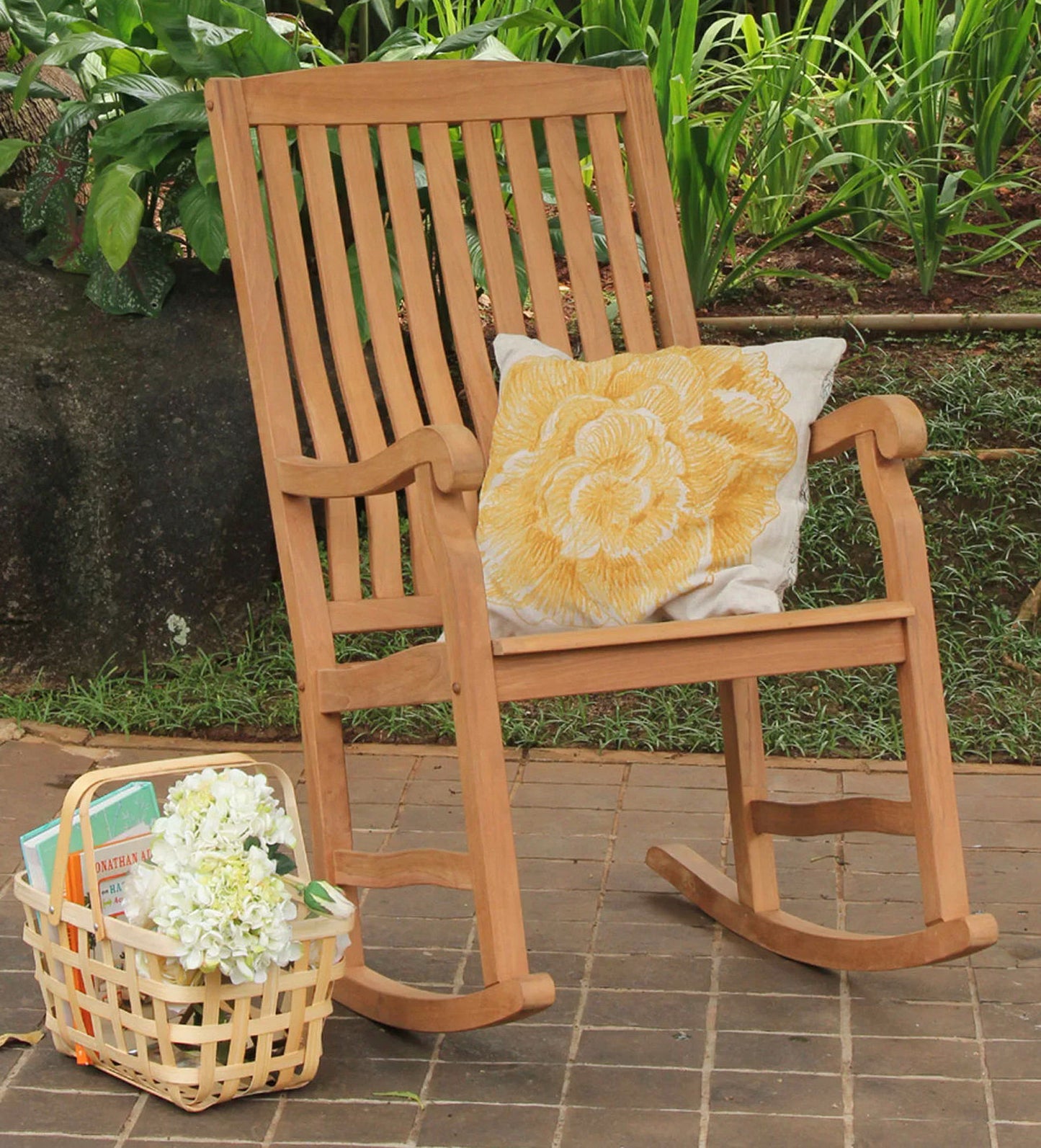 Solid Teak Wood Rocking Chair Large Rocker Outdoor Porch Furniture