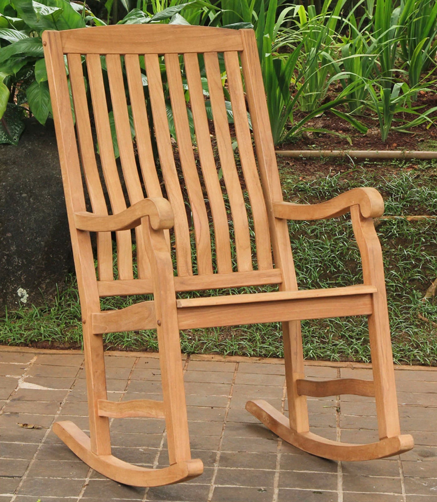 Solid Teak Wood Rocking Chair Large Rocker Outdoor Porch Furniture