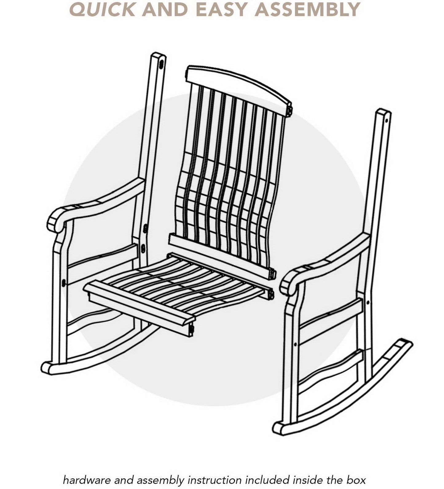 Solid Teak Wood Rocking Chair Large Rocker Outdoor Porch Furniture