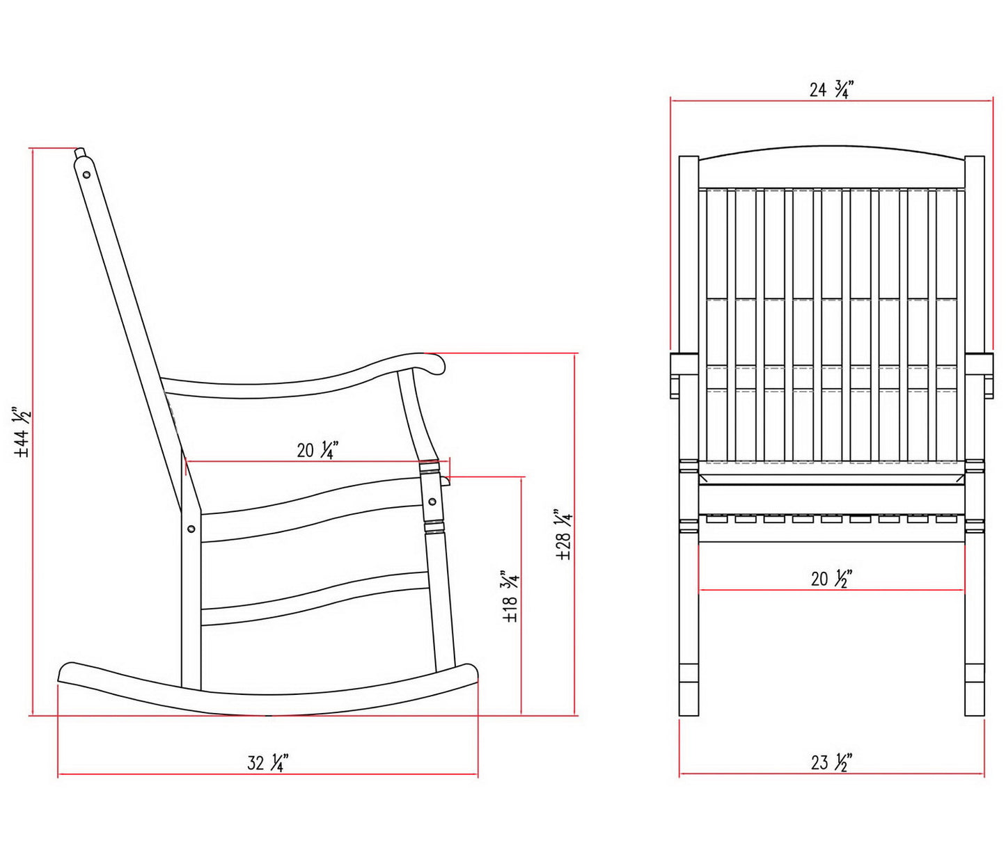 Solid Teak Wood Rocking Chair Large Rocker Outdoor Porch Furniture