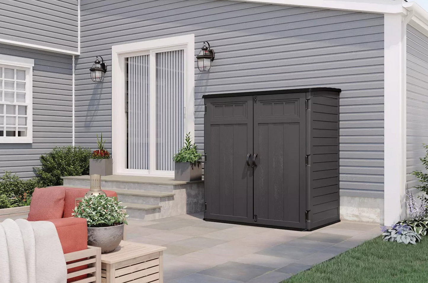 Suncast Extra Large Vertical Outdoor Storage Garden Shed 6' x 4' x 6'