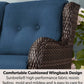 All Weather Wicker Outdoor Furniture Seating Set Blue Cushions 2 Chairs Ottomans