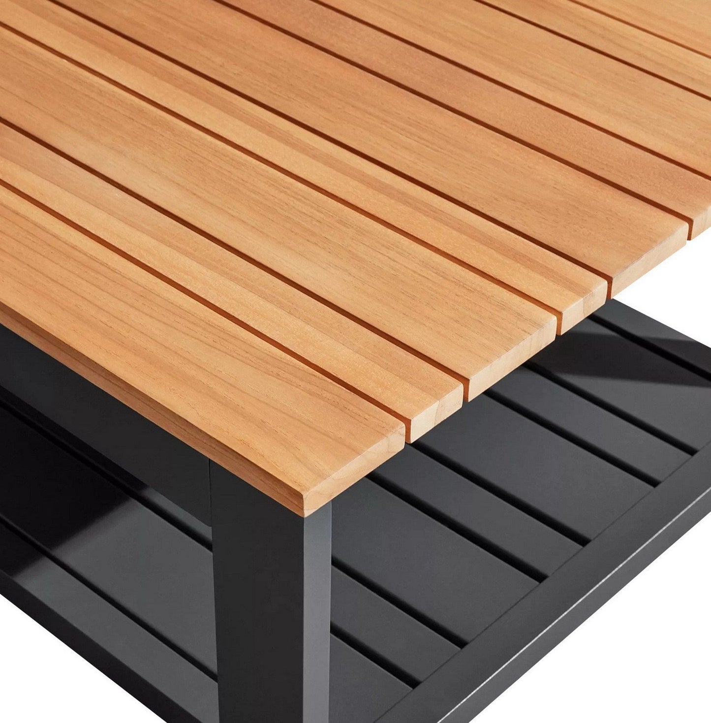 4 pc Teak Wood Outdoor Patio Seating Set Sofa 2 Chairs Cushions Coffee Table