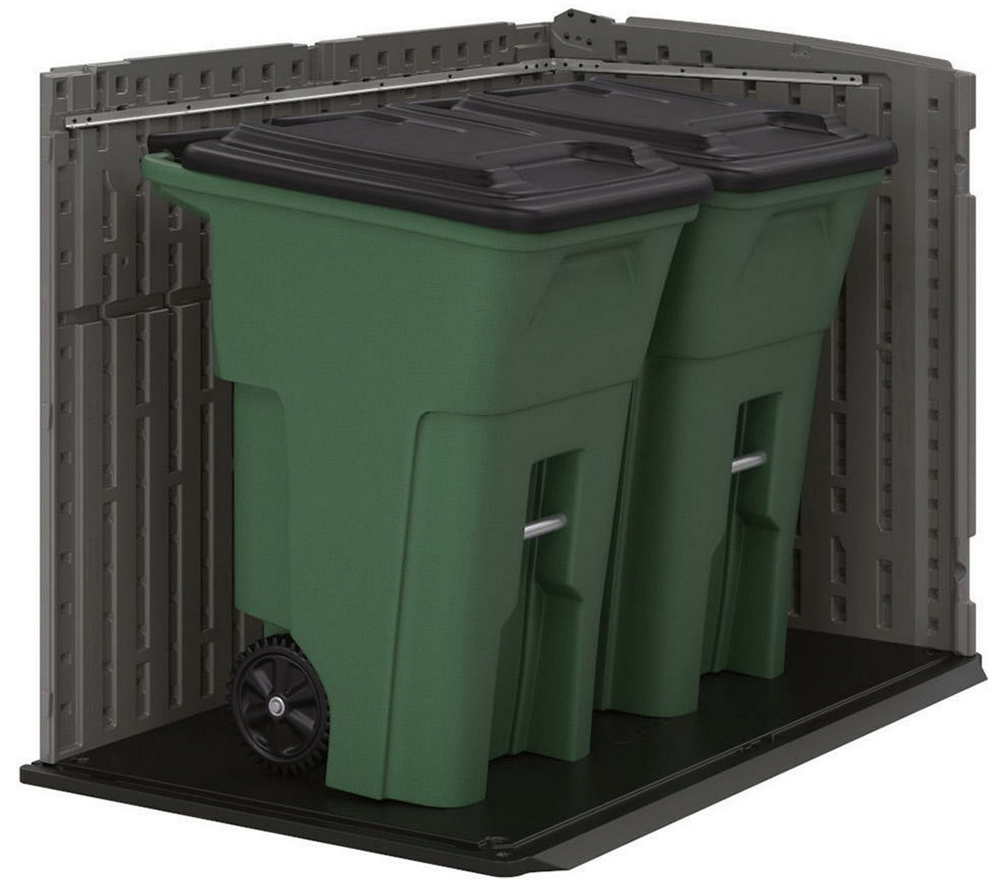 Big Outdoor Horizontal 2 Door Garden Storage Shed Box Fits 2 Trash Cans