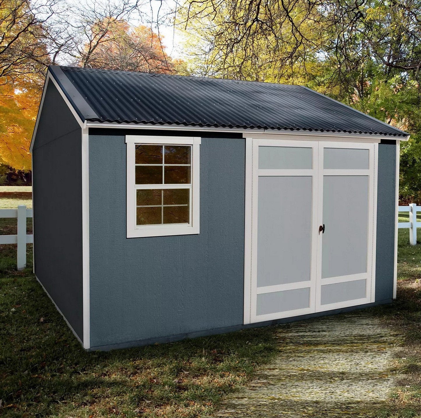 12' x 10' Outdoor Wood Shed Polycarbonate Roof Wooden Easy Build Install Kit