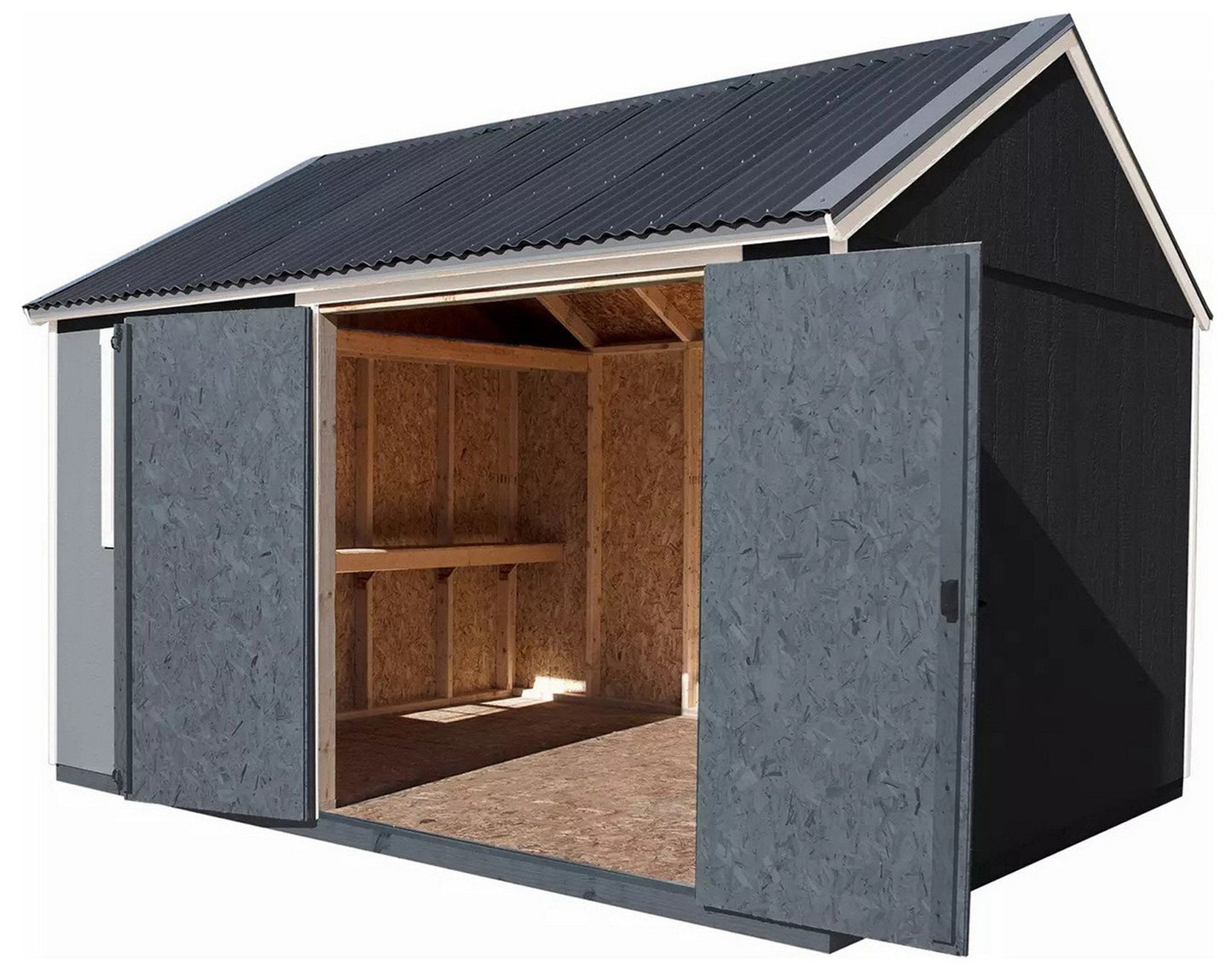 12' x 10' Outdoor Wood Shed Polycarbonate Roof Wooden Easy Build Install Kit