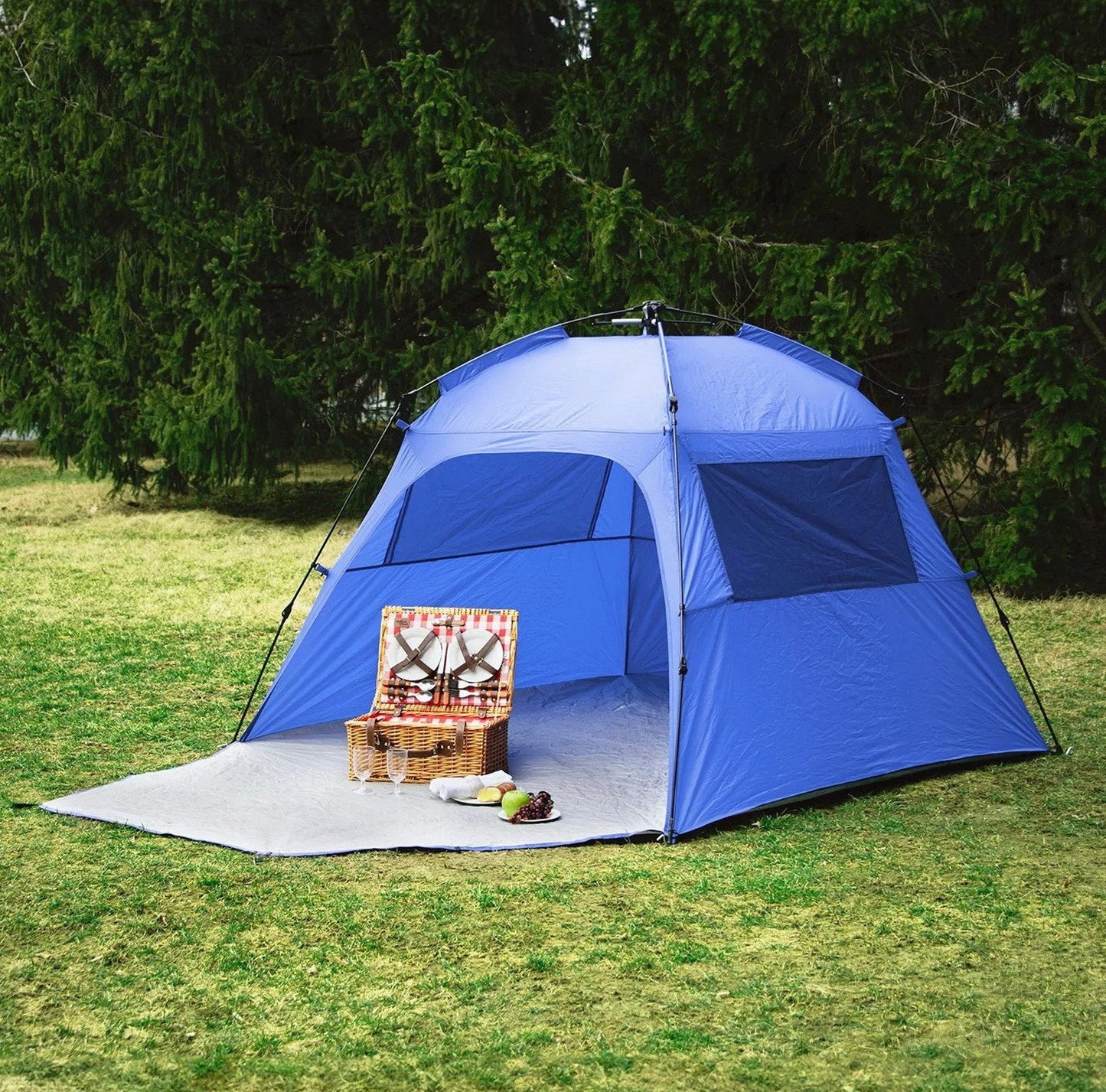 Big Instant Sun Shelter Beach Camping Tent Mesh Windows Closable Door 6' x 9.5'