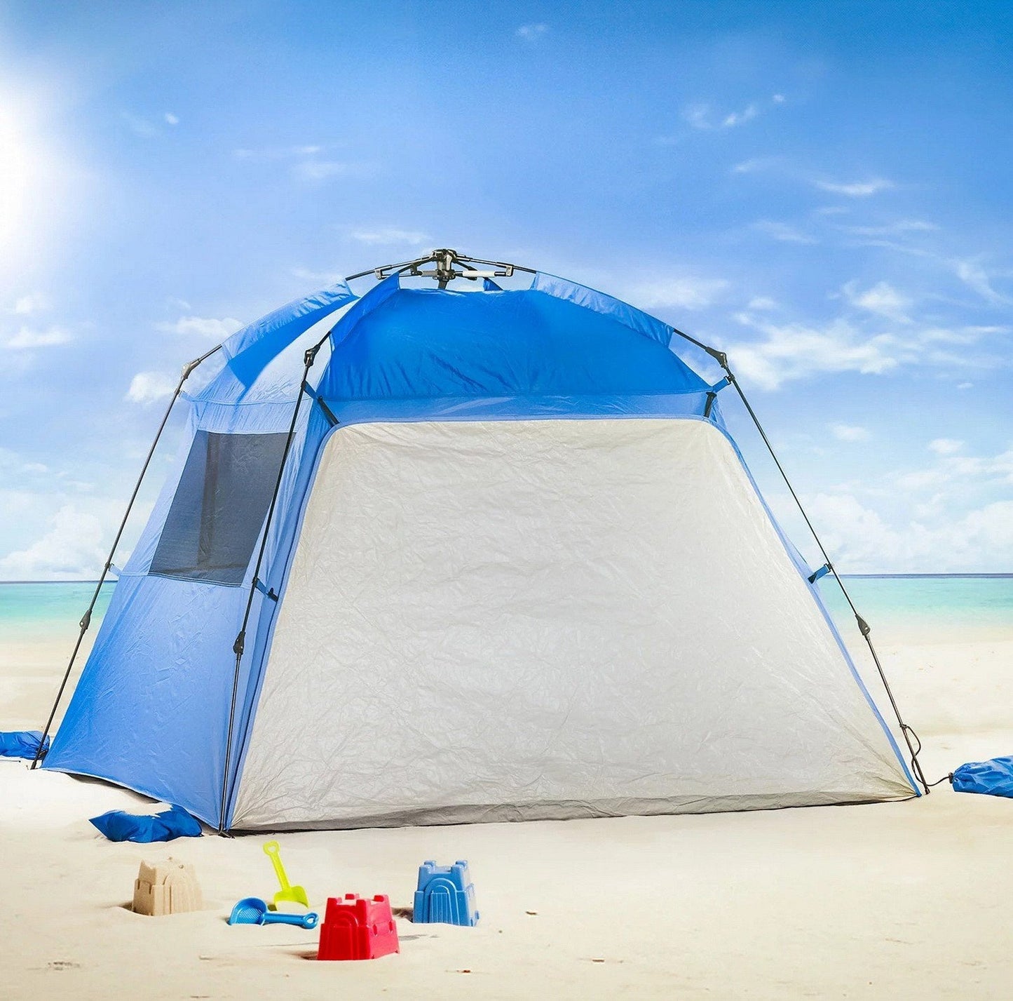 Big Instant Sun Shelter Beach Camping Tent Mesh Windows Closable Door 6' x 9.5'