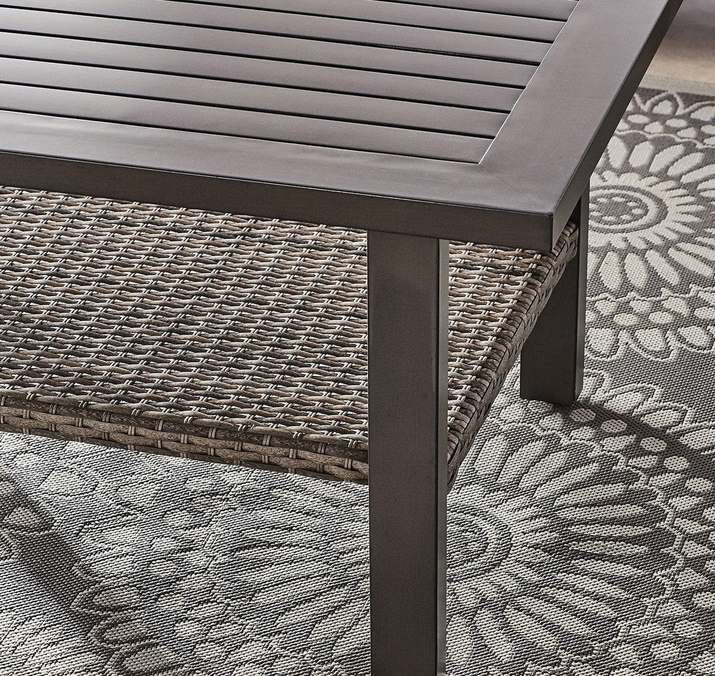 Patio Furniture Seating Set Wicker Sofa 2 Chairs Ottomans Coffee Table