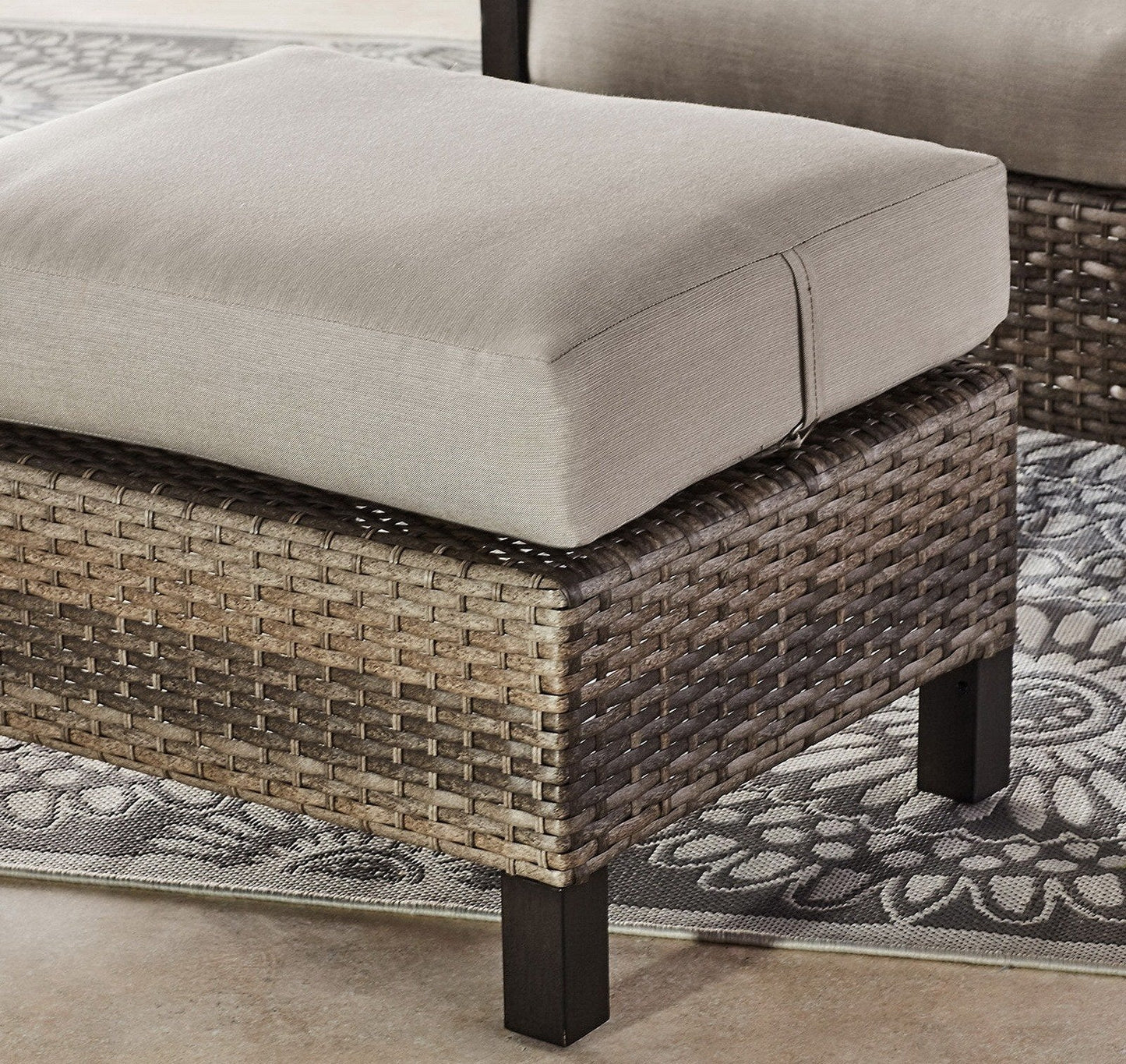 Patio Furniture Seating Set Wicker Sofa 2 Chairs Ottomans Coffee Table