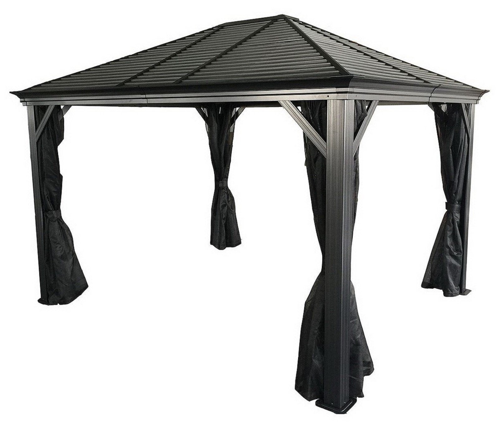 Outdoor 10' x 10' Gazebo Metal Sun Shelter with Mosquito Netting –  outdoorfurniture-showroom