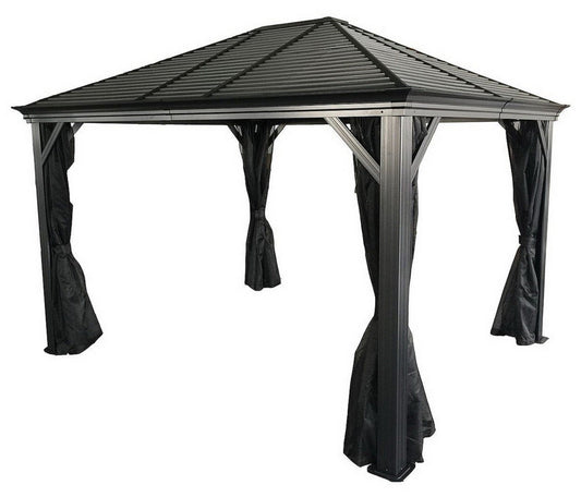 Outdoor 10' x 10' Gazebo Metal Sun Shelter with Mosquito Netting