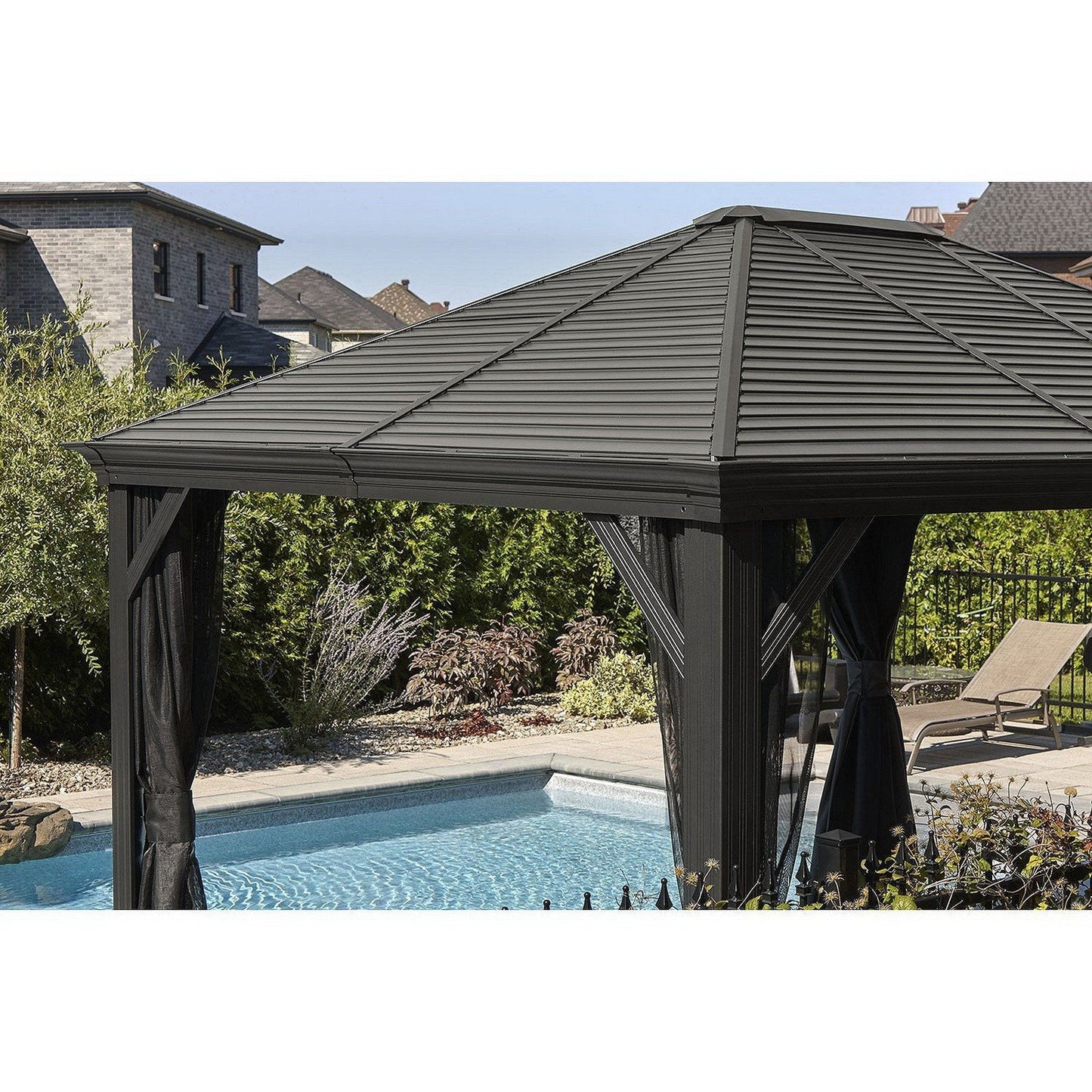 Outdoor 10' x 10' Gazebo Metal Sun Shelter with Mosquito Netting