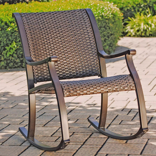 Heritage Classic Woven Wicker Aluminum Frame Rocking Chair