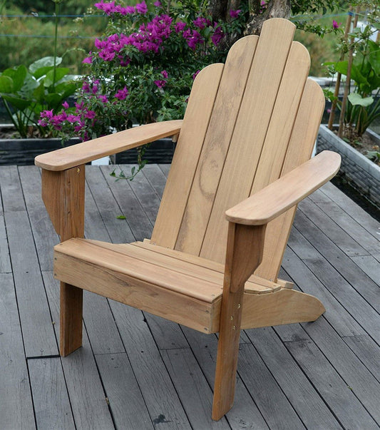 Solid Teak Wood Adirondack Chair Wooden Outdoor Deck Patio Lawn Furniture