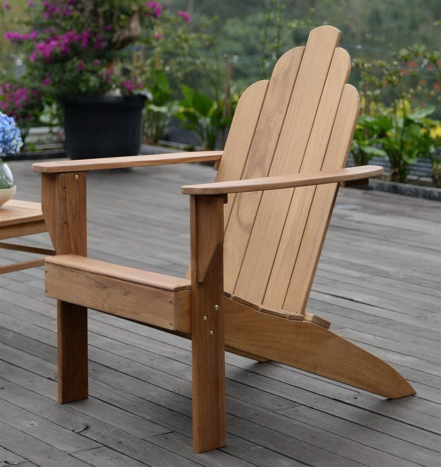 Solid Teak Wood Adirondack Chair Wooden Outdoor Deck Patio Lawn Furniture