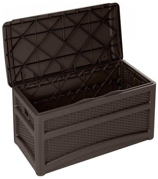 Suncast 73-Gal. Outdoor Durable Resin Wicker Deck Box with Wheels