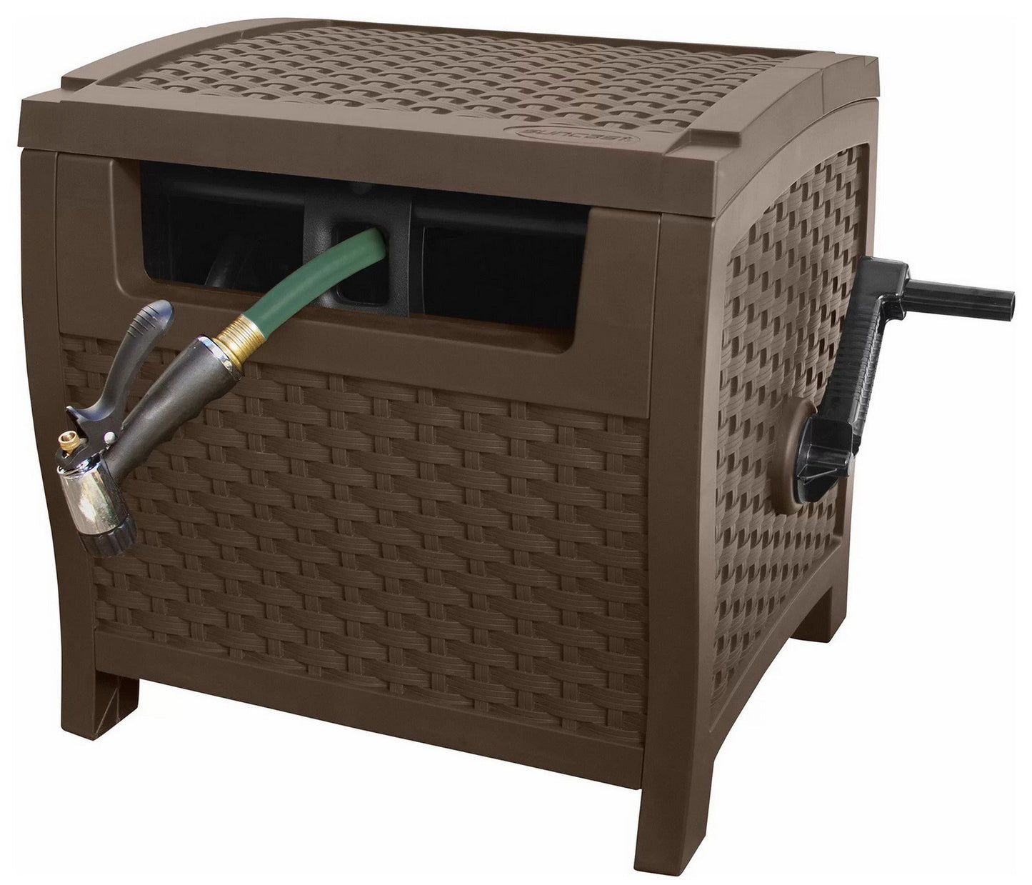 Suncast 73-Gal. Outdoor Durable Resin Wicker Deck Box with Wheels