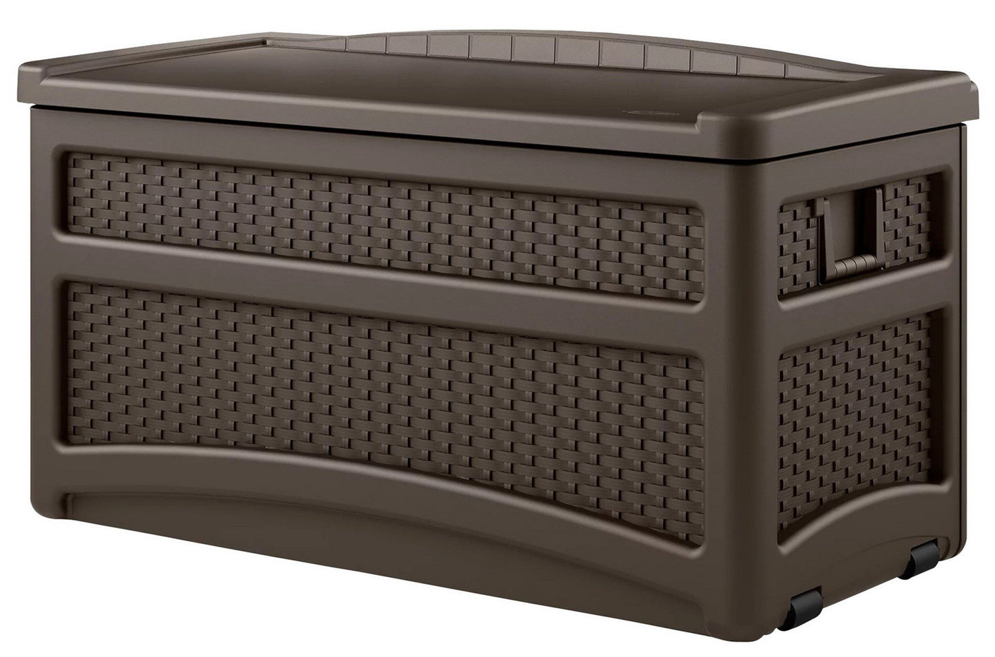 Suncast 73-Gal. Outdoor Durable Resin Wicker Deck Box with Wheels