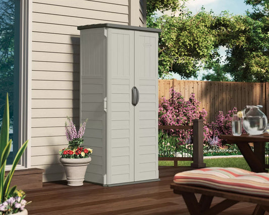 Suncast 22 Cu. Ft. Weather Resistant Vertical Resin Outdoor Storage Shed