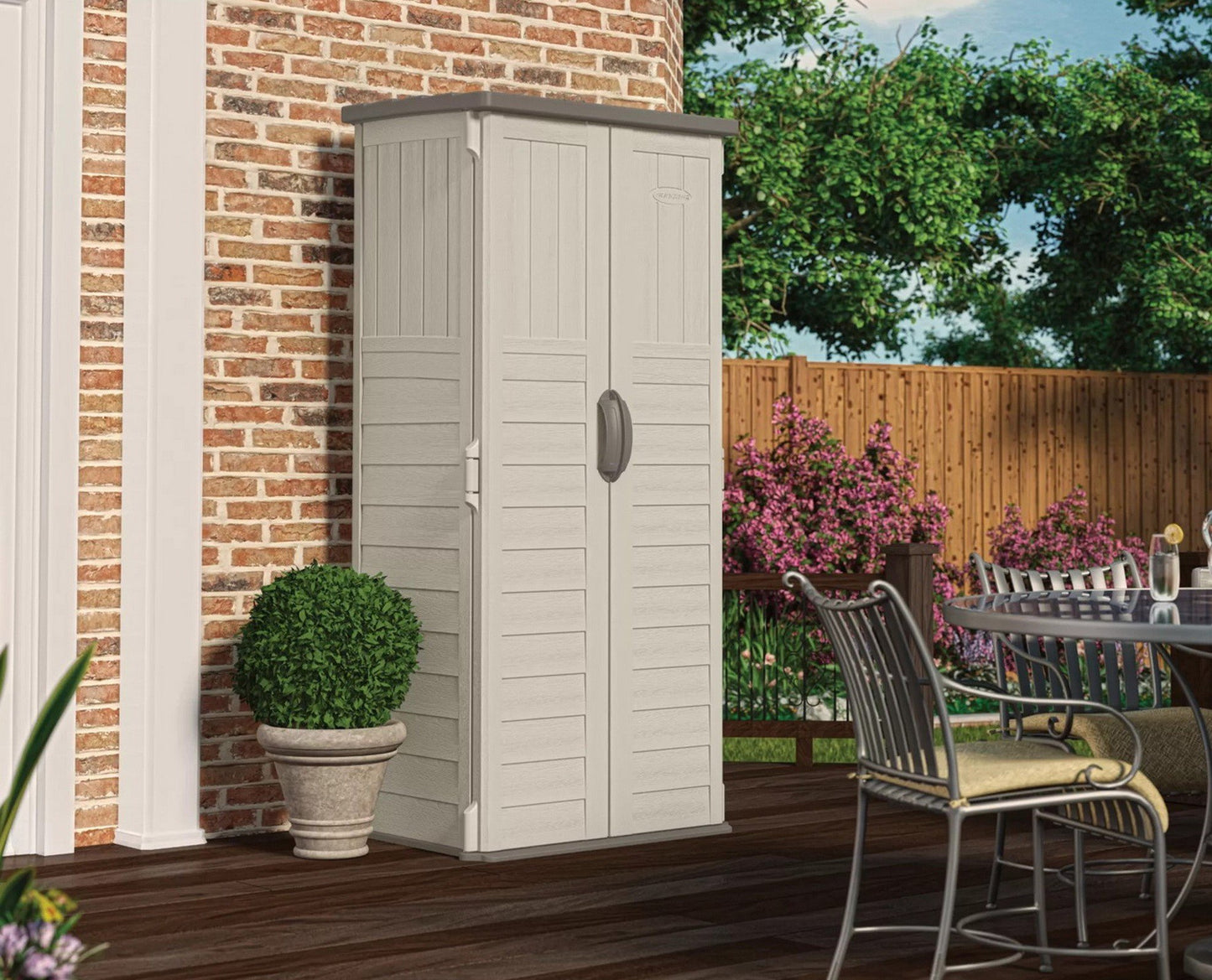 Suncast 22 Cu. Ft. Weather Resistant Vertical Resin Outdoor Storage Shed