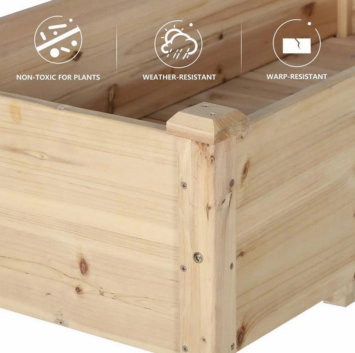 Wooden Raised Garden Bed with Lockable Wheels and Liner