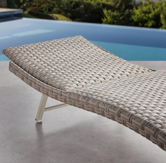 Padded Wicker Reclineable Outdoor Lounge Chaise 2-Pack