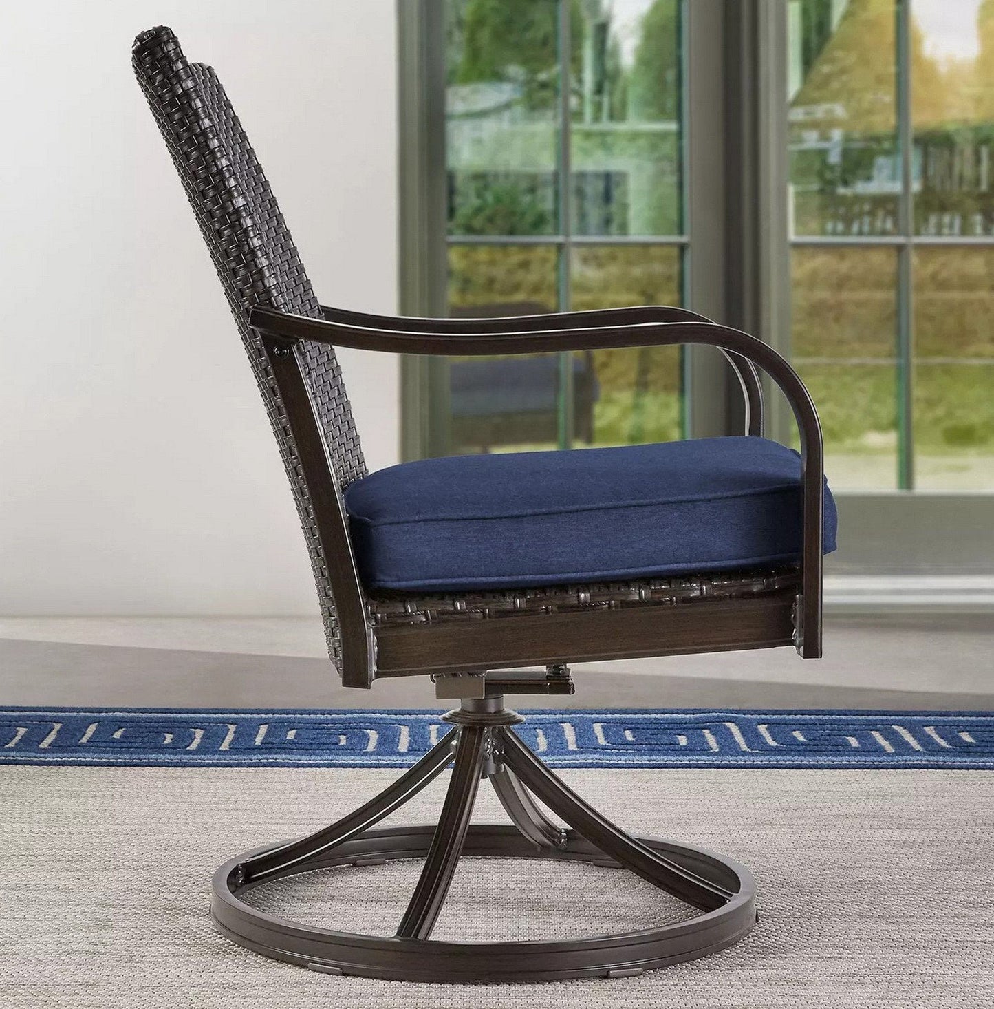 Agio Heritage 5 Piece Outdoor Dining Set Indigo Blue Weather-Resistant Wicker