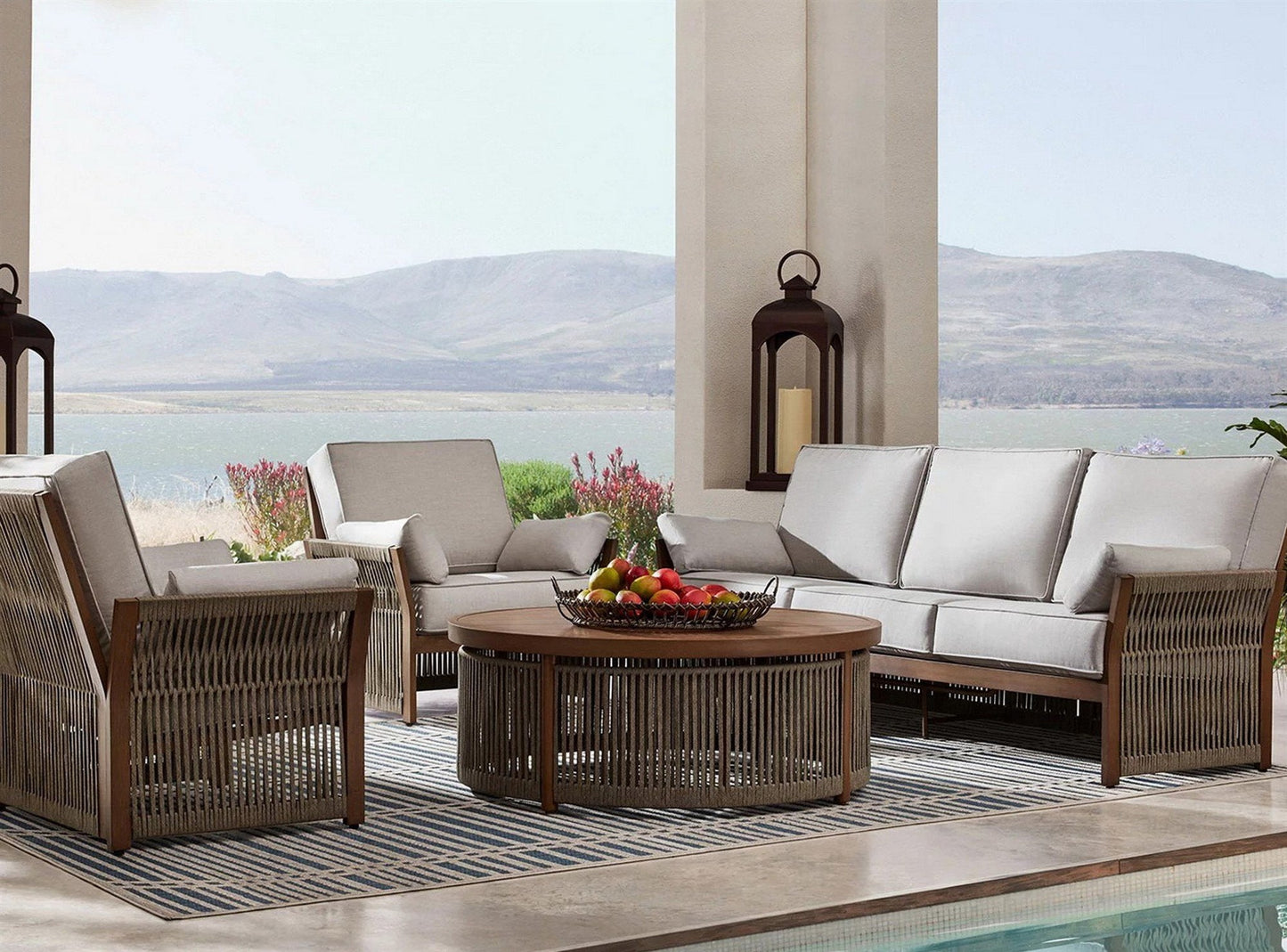 Monterrey Collection 4-Piece Cushioned Woven Rope Deep Seating Set